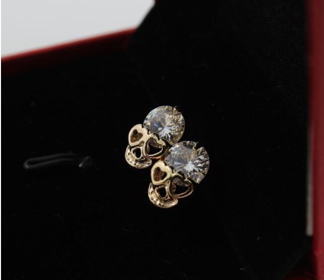 Alloy Material Halloween Festival 1 Pair Halloween Hip-Hop Skull Plating Alloy Zircon Ear Studs