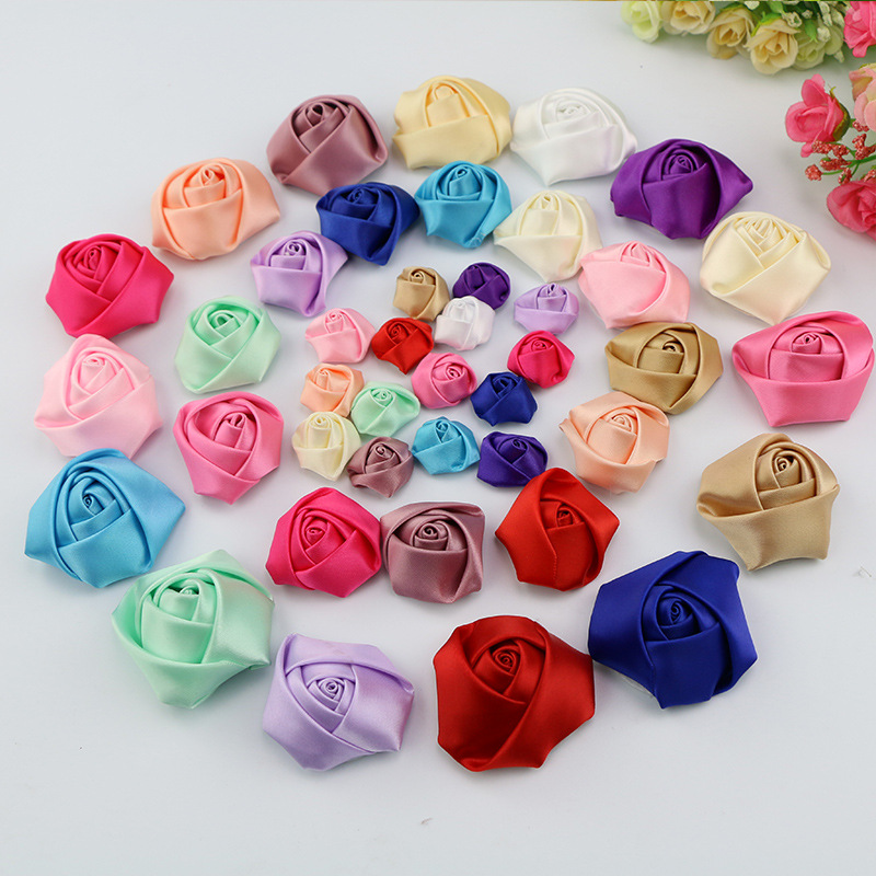 手工丝带花涤纶带玫瑰花布艺小花服装玩具内衣配饰服装蝴蝶结花朵