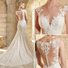 Sexy Halter Fishtail Wedding Lace Fishtail Trailing Wedding Dress