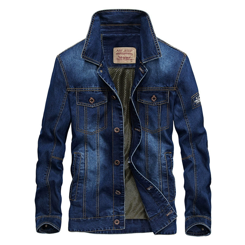Denim men's jacket, thin autumn warm long-sleeve, plus size, oversize