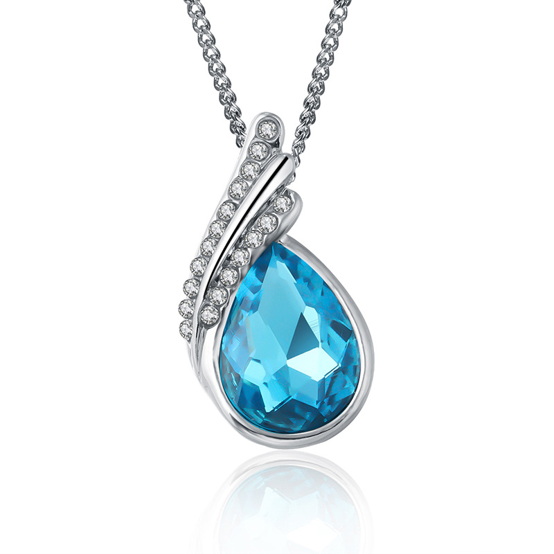 Fashion Simple Crystal Alloy Necklace Stud Earrings Set