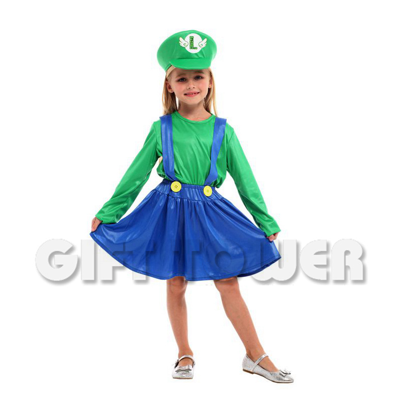 超级玛丽马里奥套装小女水管工舞台表演服装 儿童超人动物猪e道服G-0258 舞台服、表演服详情图9