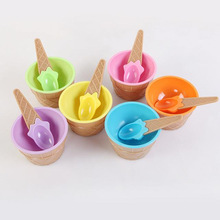 D彩色儿童碗冰淇淋碗带勺子防摔雪糕碗雪糕制作模具蛋哒式小碗