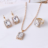 Set, crystal for bride, necklace and earrings, ring, accessories, 3 piece set, European style