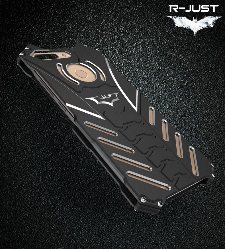 R-Just Batman Shockproof Aluminum Shell Metal Case with Custom Batarang Stent for Huawei Honor V9