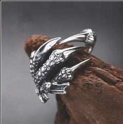 韩版男士开口戒指环龙爪复古钛钢霸气食指戒尾戒个性原创设计