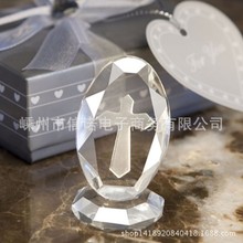 一件代发 欧式创意婚庆回礼水晶礼品 椭圆水晶十字架摆件水晶镇纸