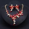 Crystal, necklace, jewelry, earrings, fashionable classic set, flowered