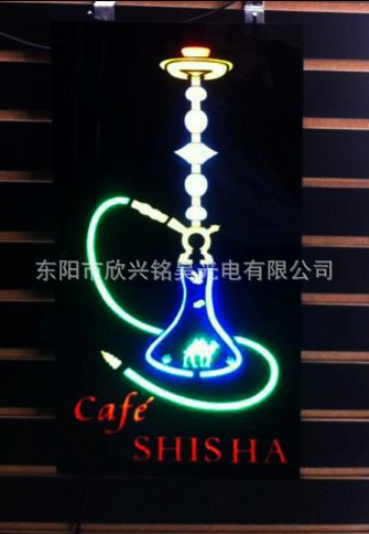 跨境60*30厘米LED树脂广告招牌 霓虹灯招牌shisha cafe水烟广告牌
