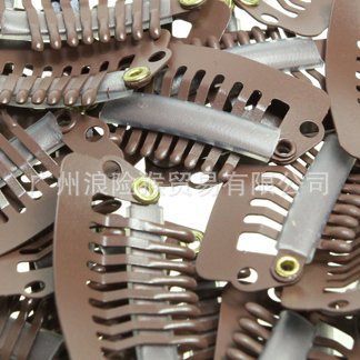 3色9齿水滴接发卡子 锰钢 假发配件 3.3cm接发夹 bb夹发饰