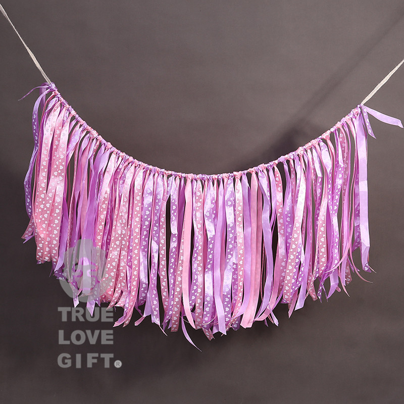 创意生日聚会装饰品 DIY手工辅料 爱心丝带圣诞拉旗派对拉花批发|ru