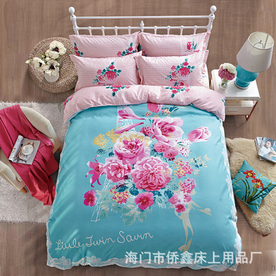 厂家直销加厚大版花磨毛四件套团购礼品批发植物羊绒 跑江湖地摊|ru