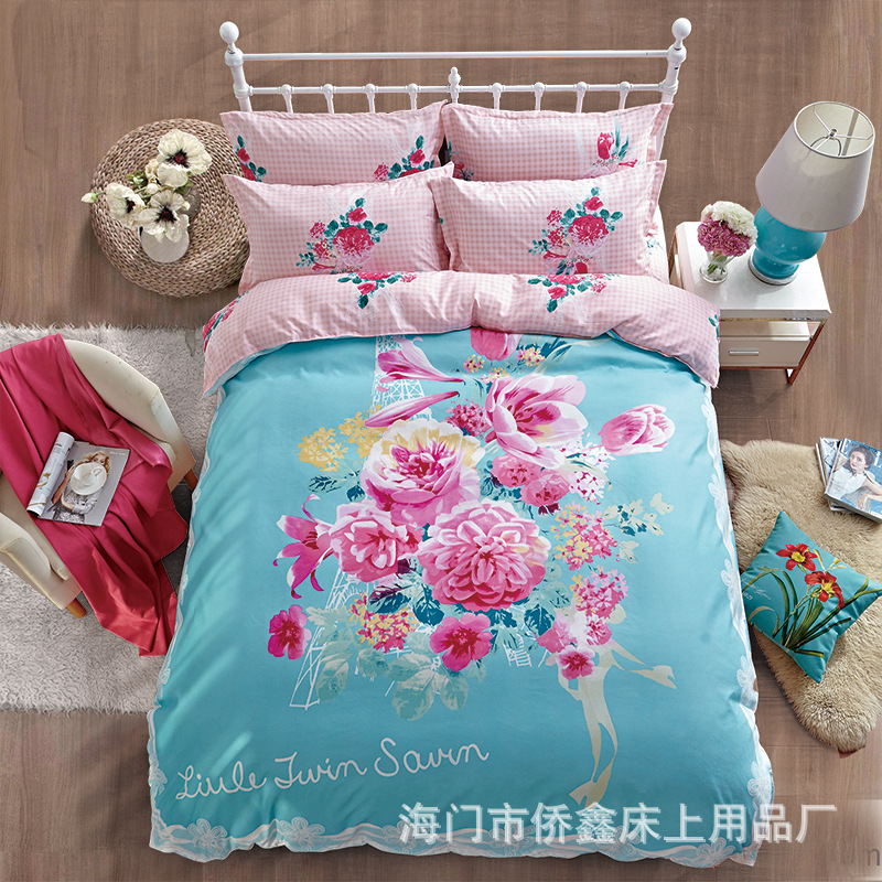 厂家直销加厚大版花磨毛四件套团购礼品批发植物羊绒 跑江湖地摊|ru