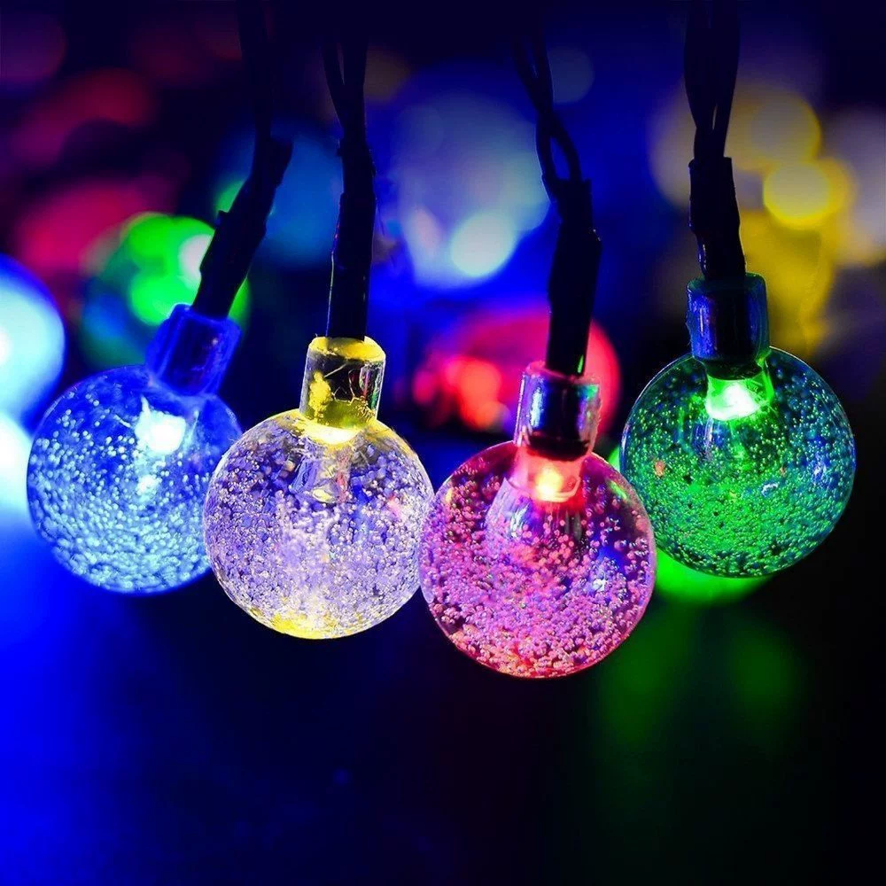 Светодиодная гирлянда на солнечных панелях 30 светодиодов, Boom Ball Ball String, гирлянды на Рождество, светящиеся гирлянды для дерева, свадьбы, светодиодные гирлянды