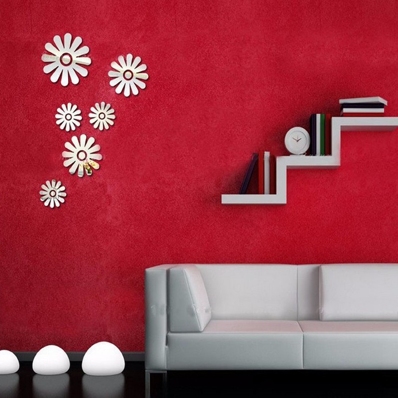 Manufacturer Wholesale 3D DIY Mirror Sunflower Fashion Home Decor Wall Stickers_voghion.com