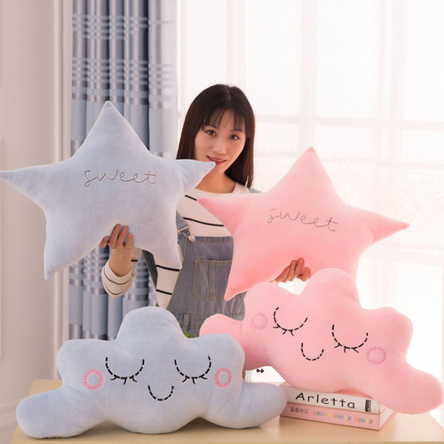 Home sofa furnishings, down cotton, stars and moon, cushions, pillows, plush toy processing logo