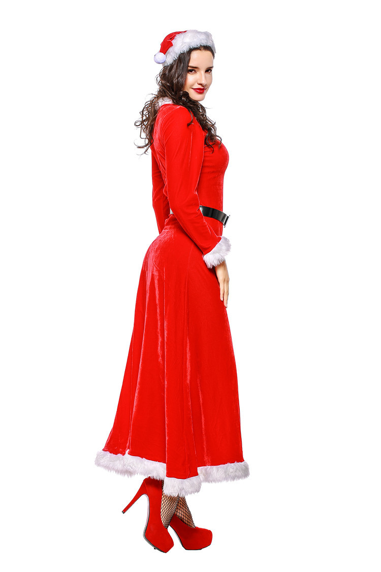 Dense Velvet Elastic Christmas Dress Costume display picture 8
