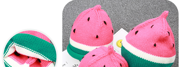 儿童西瓜帽子秋冬可爱毛线帽保暖套头帽宝宝手