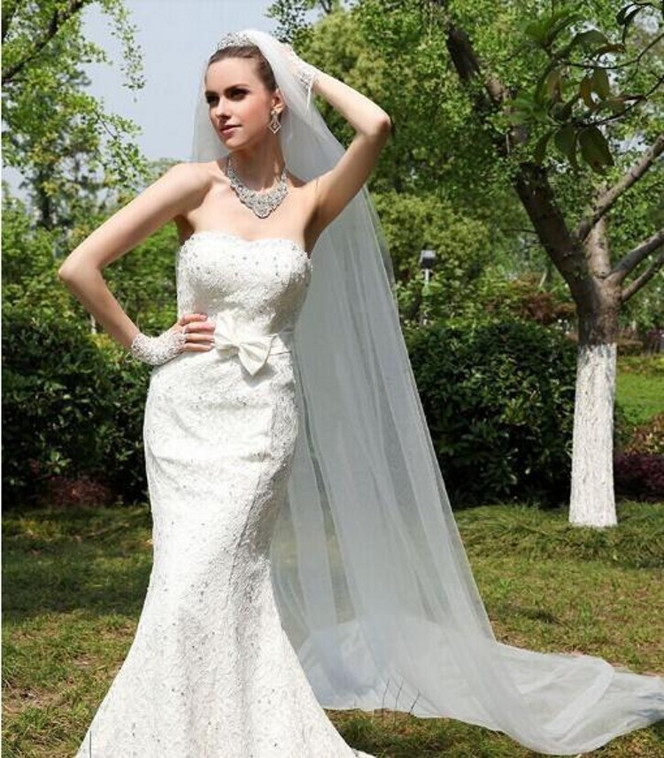 New bridal wedding veil simple single-layer long trailing veil with iron hair comb factory wholesale