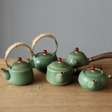 粗陶茶壺側把壺提梁壺創意日式窯變復古陶瓷茶具茶壺單壺泡茶壺