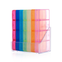 Japanese imported portable pill box for 7 days, 7 compartments, travel-friendly, mini 28-grid medicine organizer