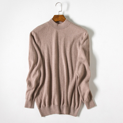 20男士纯山羊绒衫圆领宽松套头打底毛衣男半高领百搭保暖针织衫秋|ru