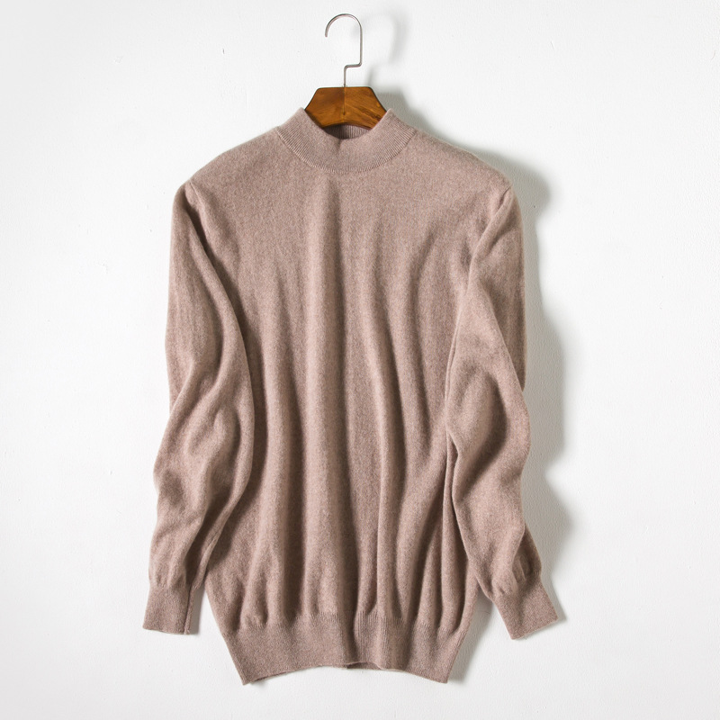 20男士纯山羊绒衫圆领宽松套头打底毛衣男半高领百搭保暖针织衫秋|ru
