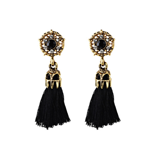 Singer host stage latin ballroom dance fringe earrings restoring ancient ways exaggerated flowers stud earrings tassel drop earrings