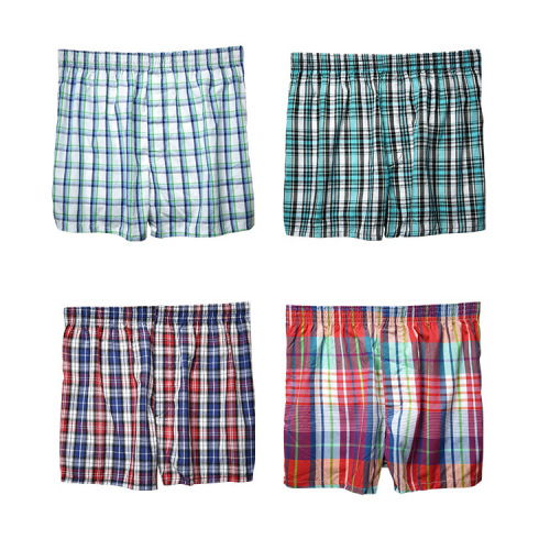 Cotton plaid men's underwear mid-waist large size Aluo pants underwear foreign trade original single underwear wholesale plus size four corners