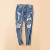 Fashion Fengshui High-waist Grinding Button Hole-edged Jeans 