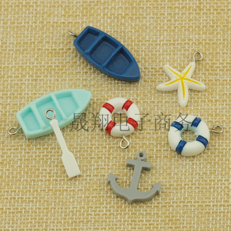 DIY accessories resin mini simulation boat oar boat anchor starfish life buoy phone shell beauty decoration