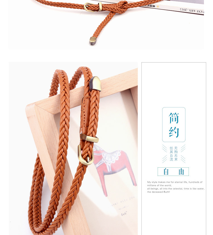 Woven Belt Pin Buckle Retro Casual Thin Belt Waist Rope Wholesale display picture 6