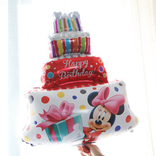 大号三层蛋糕铝膜气球 宝宝生日派对装饰布置米其米呢米老鼠气球