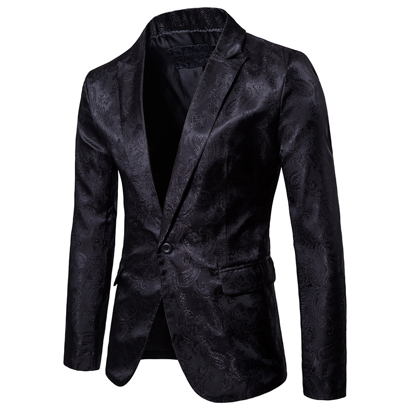 Taobao men's spring and autumn new suit palace style dark design men's one button Korean slim men's suit