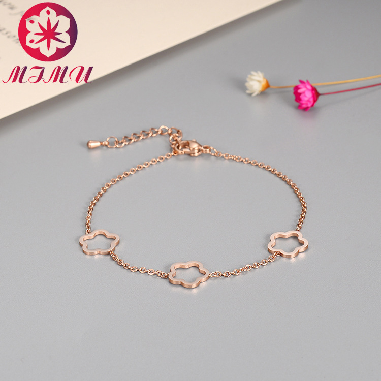 厂家直销　天猫淘宝热销梅花手链感恩母亲节创意礼品不锈钢手饰