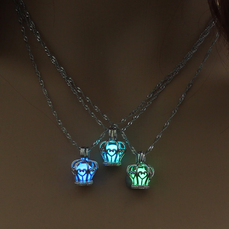 Fashion Hollow Diy Cage Pendant Luminous Cage Necklace display picture 4