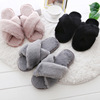 2024 autumn and winter new hairy slippers women warm flat bottom home cross -haired