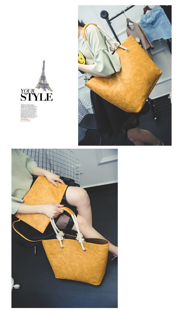 Korean version PUShoulder bag (Yellow brown)NHPB0275-Yellow brown