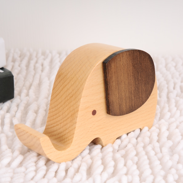 [Fabrica directa] soporte de teléfono móvil animal elefante de madera caja de música de beech mano caja de música regalos al por mayor