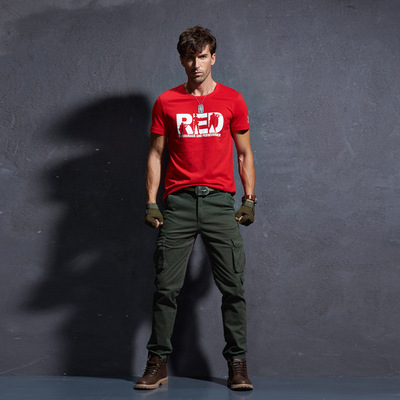 秋冬新款户外工装裤修脚休闲中腰弹力青少年多兜裤纯色长裤男|ru