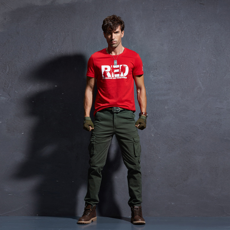 秋冬新款户外工装裤修脚休闲中腰弹力青少年多兜裤纯色长裤男|ru