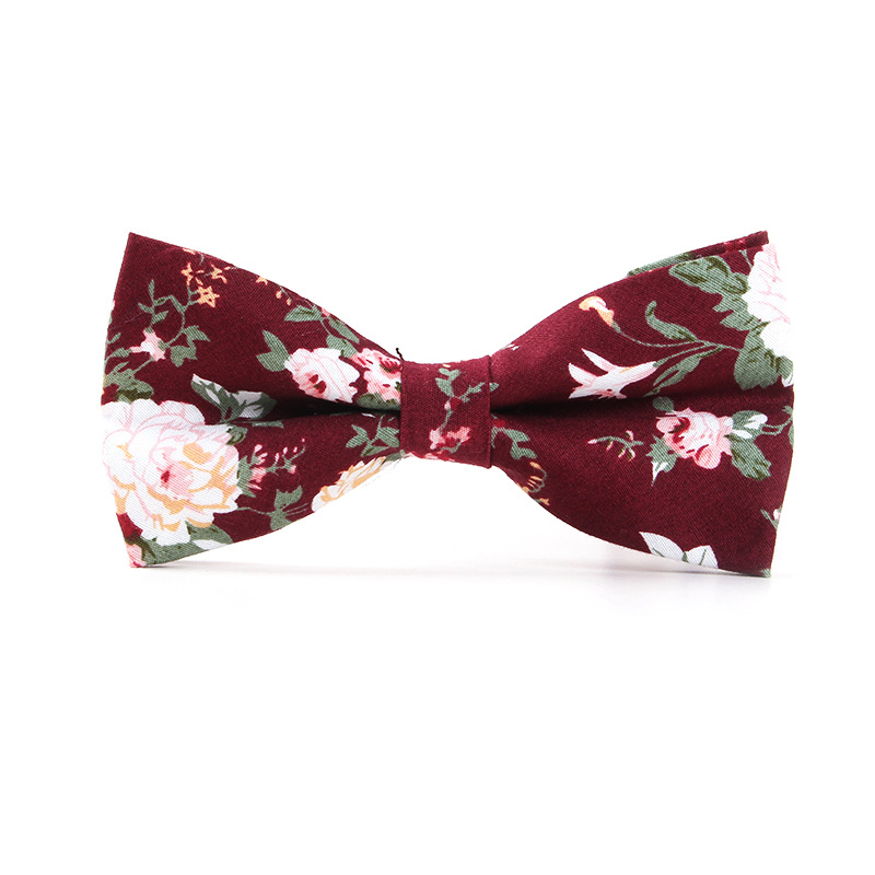 Cross-border source men's cotton printed bow tie fashion flowers casual bow tie wedding party host to send boyfriend