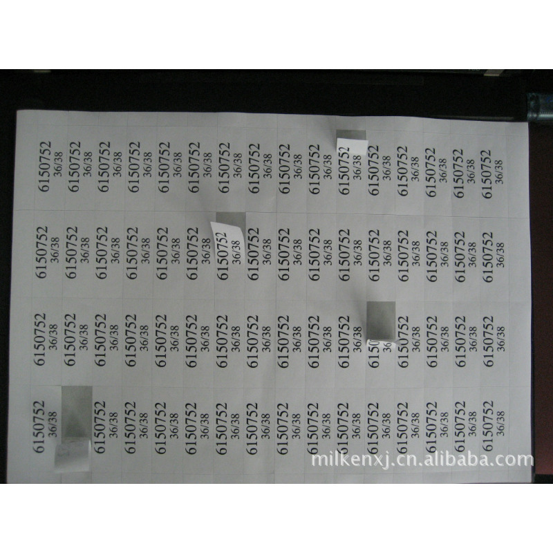 非标彩印模切fasson合成纸2，62g白格BW5054：170X200M标签厂色带