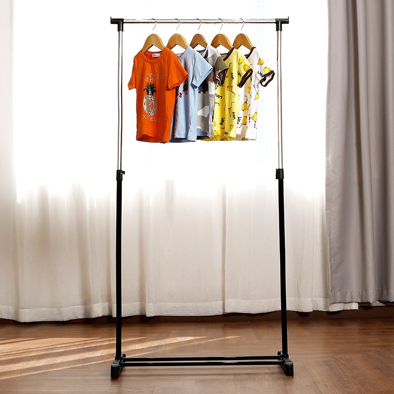 工厂直销单杆伸缩晾衣架 落地折叠晾晒架升降家居室内阳台晾衣架