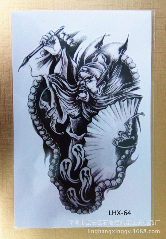Environmental protection large waterproof flower arm tattoo monochrome Guan Gong body painting simulation Tattoo Factory wholesale direct sales Environmental protection large waterproof flower arm tattoo monochrome Guan Gong body painting simulation Tattoo Factory wholesale direct sales