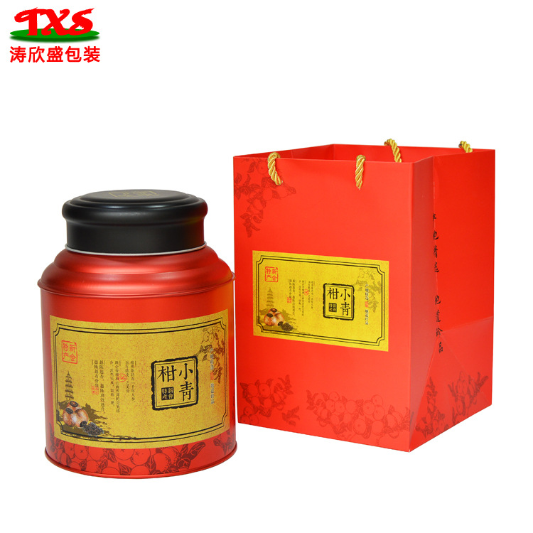 小青柑一斤工艺圆罐柑普茶桔普茶铁罐铁盒通用茶叶包装加印定制