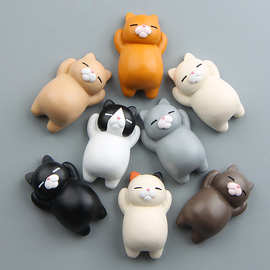 日本憨实猫咪卡通创意立体磁扣冰箱贴吸磁贴吸铁石磁贴手机壳素材
