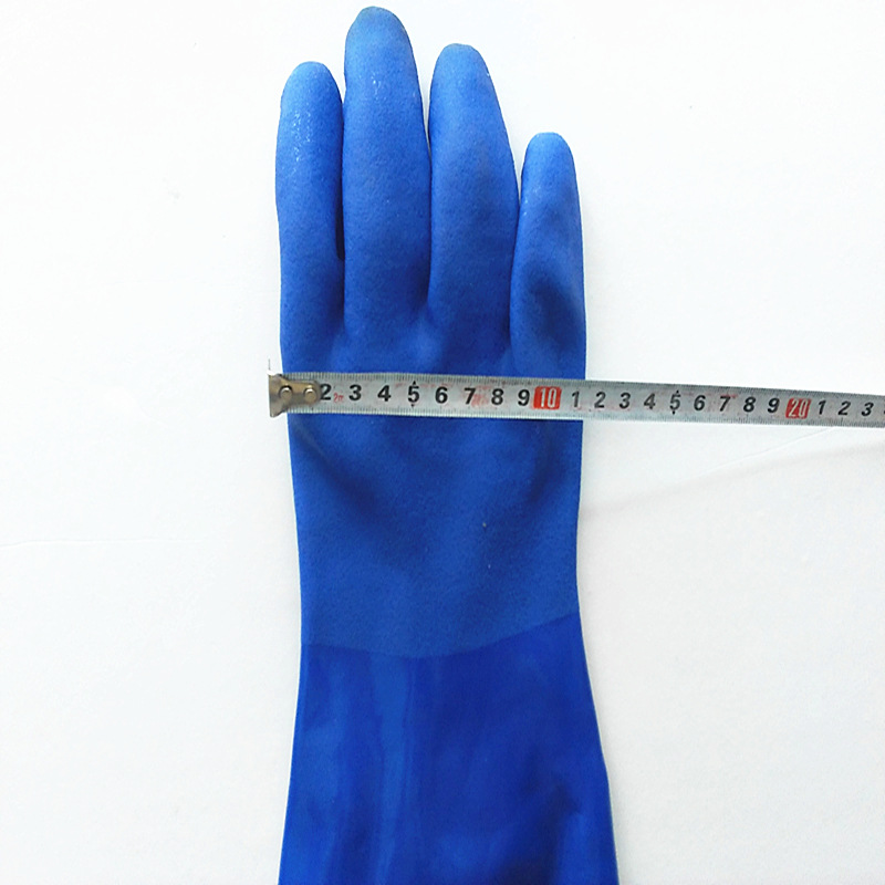 批发春蕾906兰耐油手套 工业防护手套 耐酸碱磨砂浸塑劳保手套