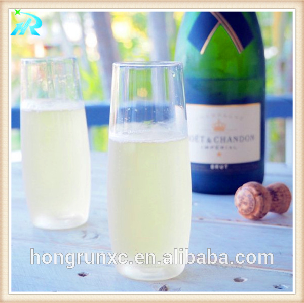 创意新款塑料香槟杯 郁金香花型塑料酒杯 塑料香槟杯