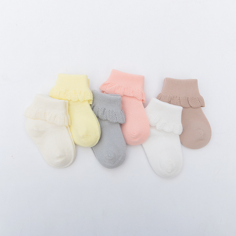Coreano nuevo exquisito encaje de algodón calcetines de bebé de algodón peinado hecho a mano sin hueso calcetines de los niños